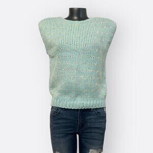 East Hollow Road VINTAGE Womens Chunky Knit Sweater Vest sz S M Pastel Twee Cute